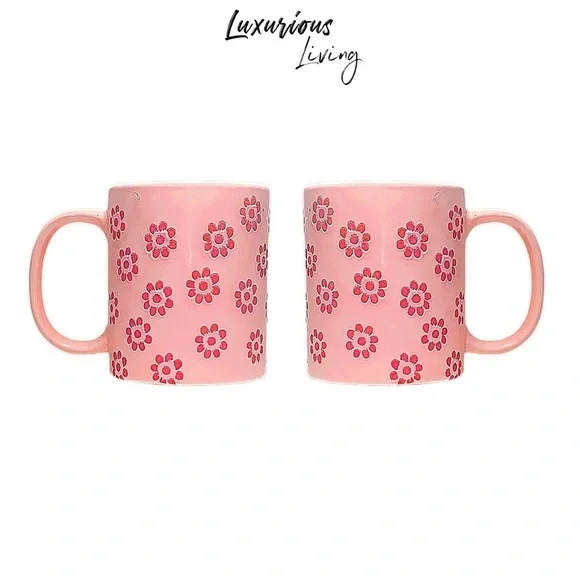 Luxurious Living | Kitchen | Ceramic Pink Embossed Flower Pattern Coffee  Mug 8 Fl Oz | Poshmark